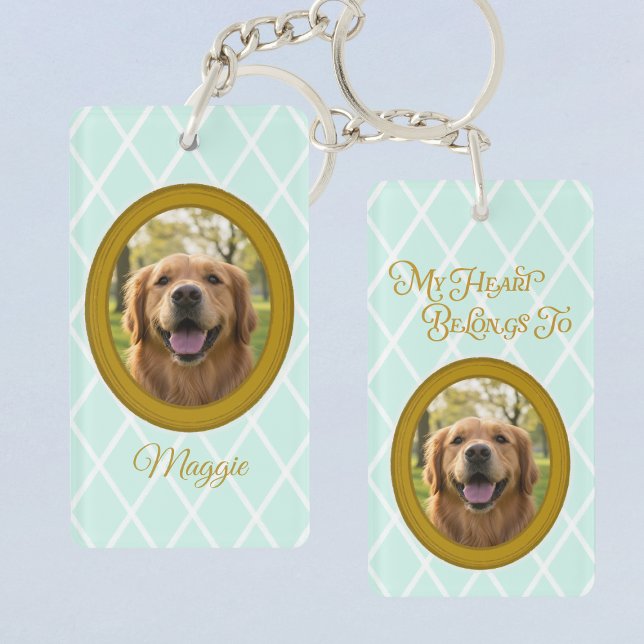 Golden Retriever  My Heart Belongs To Custom Photo Key Ring (Creator Uploaded)