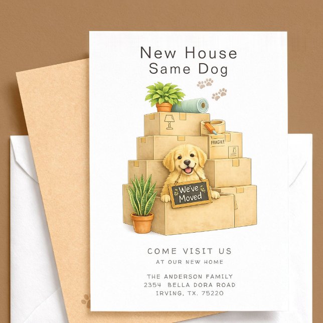 Golden Retriever New House Same Dog Moving Card (Creator Uploaded)