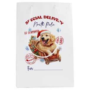 Golden Retriever North Pole Delivery Medium Gift Bag