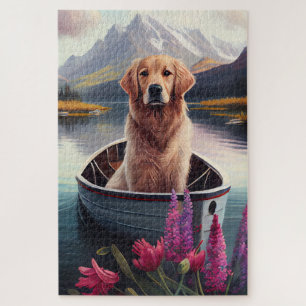 Golden Retriever on a Paddle: A Scenic Adventure Jigsaw Puzzle