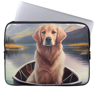 Golden Retriever on a Paddle: A Scenic Adventure Laptop Sleeve