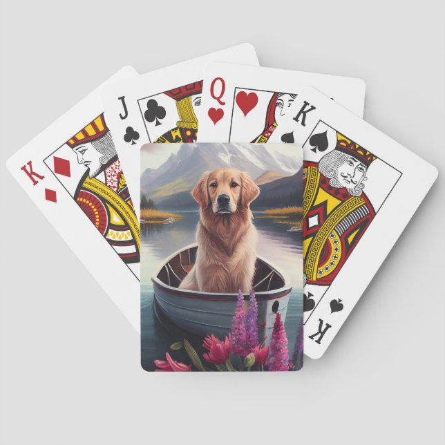 Golden Retriever on a Paddle: A Scenic Adventure Playing Cards (Back)