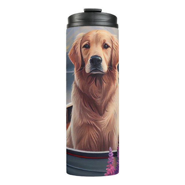 Golden Retriever on a Paddle: A Scenic Adventure Thermal Tumbler (Front)