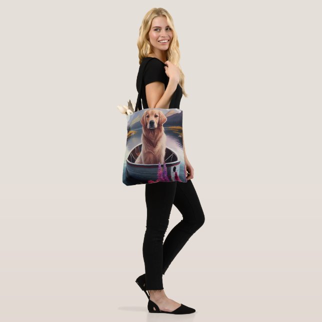Golden Retriever on a Paddle: A Scenic Adventure Tote Bag (On Model)