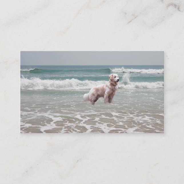 Golden Retriever On Beach Breeder Business Card (Front)