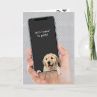 golden retriever on cell phone birthday