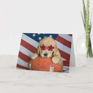 Golden retriever on football birthday card