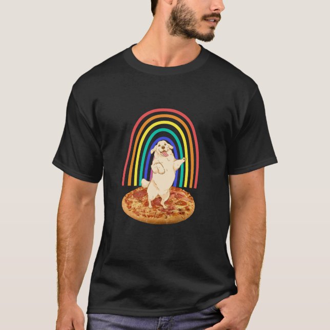 golden retriever on pizza T-Shirt (Front)