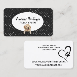 Golden Retriever on Polka Dots for Pet Grooming Business Card