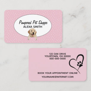 Golden Retriever on Polka Dots for Pet Grooming Business Card