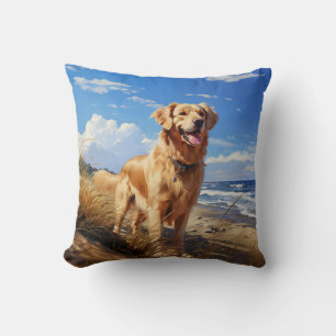 Golden retriever on the beach cushion