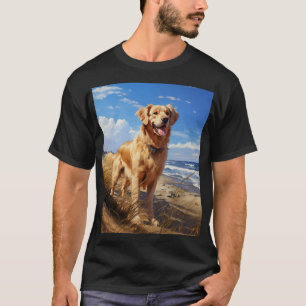 Golden retriever on the beach T-Shirt