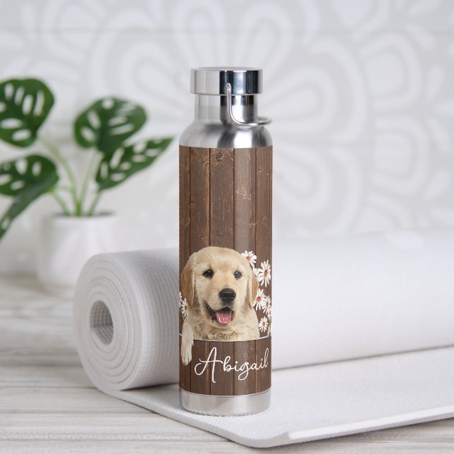 Golden Retriever On Wood Water Bottle (Yoga)