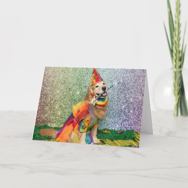 Golden Retriever Over the Rainbow Birthday  Card (Front)