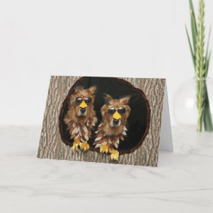 Golden Retriever Owls Birthday Card