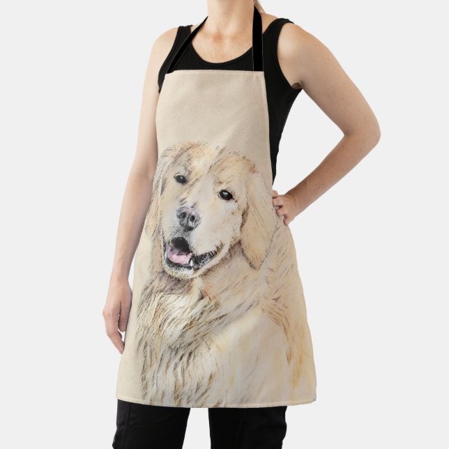 Golden Retriever Painting - Cute Original Dog Art Apron (Insitu)