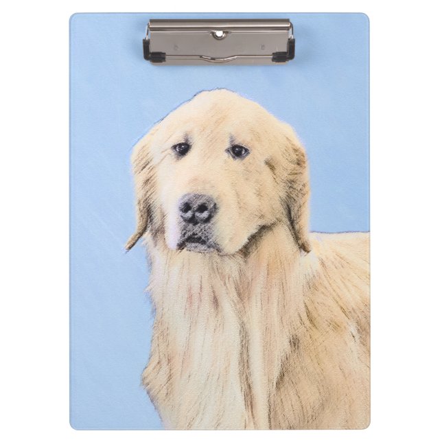 Golden Retriever Painting - Cute Original Dog Art Clipboard (Front)