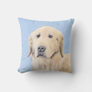 Golden Retriever Painting - Cute Original Dog Art Cushion