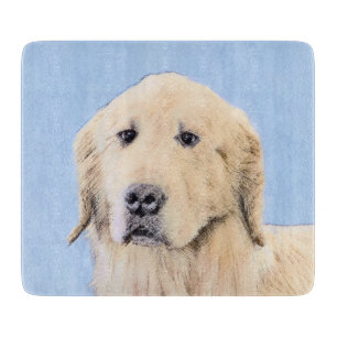 Golden Retriever Painting - Cute Original Dog Art Cutting Board