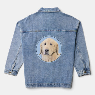 Golden Retriever Painting - Cute Original Dog Art Denim Jacket