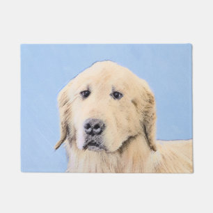 Golden Retriever Painting - Cute Original Dog Art Doormat