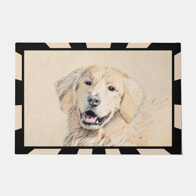 Golden Retriever Painting - Cute Original Dog Art Doormat (Front)