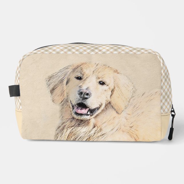 Golden Retriever Painting Cute Original Dog Art Dopp Kit (Front)