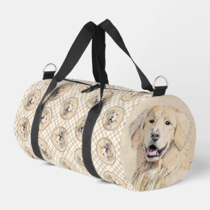Golden Retriever Painting Cute Original Dog Art Duffle Bag