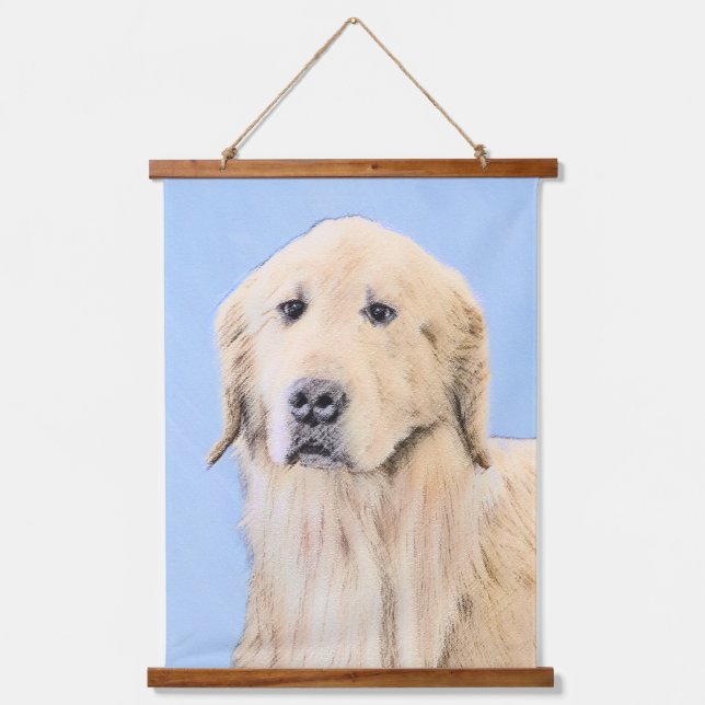 Golden Retriever Painting - Cute Original Dog Art Hanging Tapestry (Front)