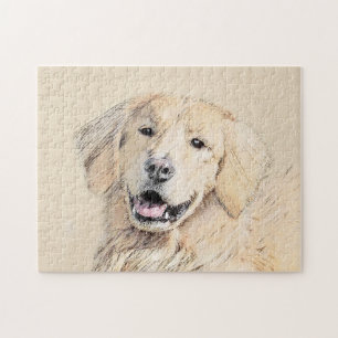 Golden Retriever Painting - Cute Original Dog Art Jigsaw Puzzle