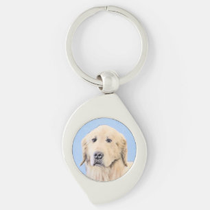 Golden Retriever Painting - Cute Original Dog Art Key Ring