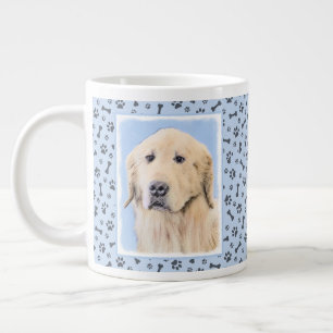 Golden Retriever Painting - Cute Original Dog Art Large Coffee Mug
