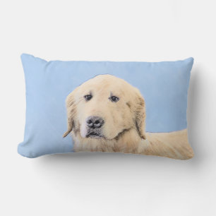 Golden Retriever Painting - Cute Original Dog Art Lumbar Cushion