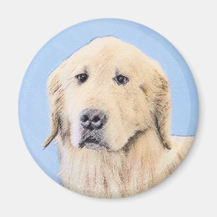 Golden Retriever Painting - Cute Original Dog Art Magnet