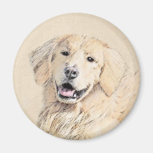Golden Retriever Painting - Cute Original Dog Art Magnet