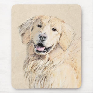 Golden Retriever Painting - Cute Original Dog Art Mouse Pad