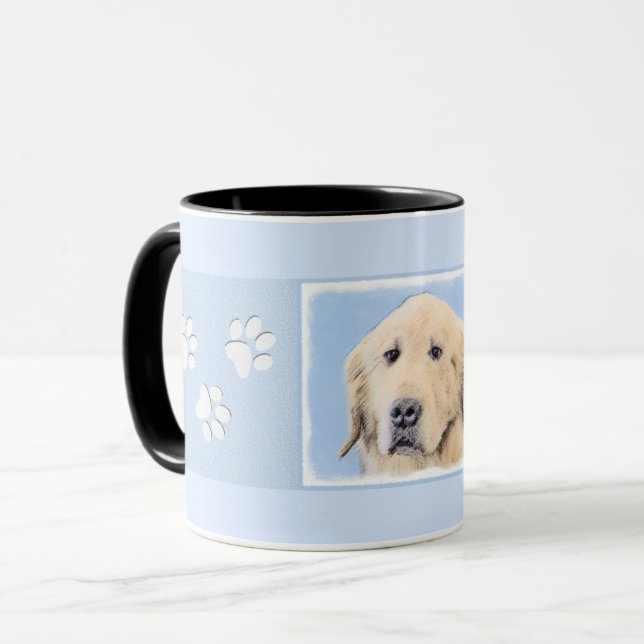 Golden Retriever Painting - Cute Original Dog Art Mug (Front Left)