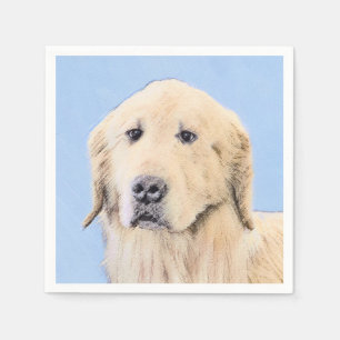 Golden Retriever Painting - Cute Original Dog Art Napkin