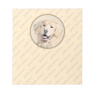 Golden Retriever Painting - Cute Original Dog Art Notepad