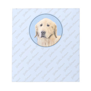 Golden Retriever Painting - Cute Original Dog Art Notepad