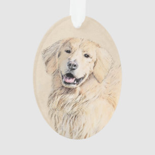 Golden Retriever Painting - Cute Original Dog Art Ornament
