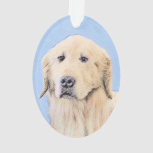 Golden Retriever Painting - Cute Original Dog Art Ornament