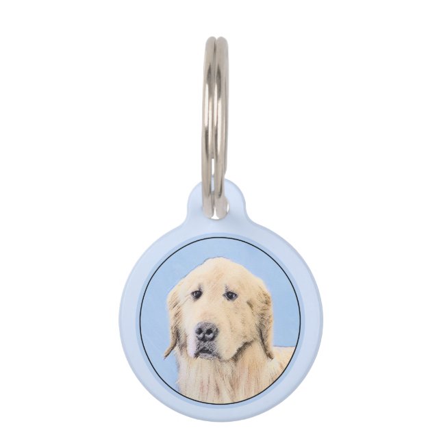 Golden Retriever Painting - Cute Original Dog Art Pet Tag (Front)