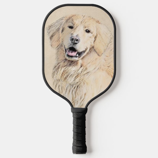 Golden Retriever Painting - Cute Original Dog Art Pickleball Paddle (Front)