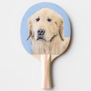Golden Retriever Painting - Cute Original Dog Art Ping Pong Paddle