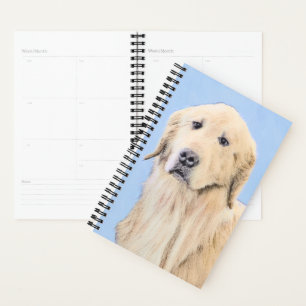 Golden Retriever Painting - Cute Original Dog Art Planner