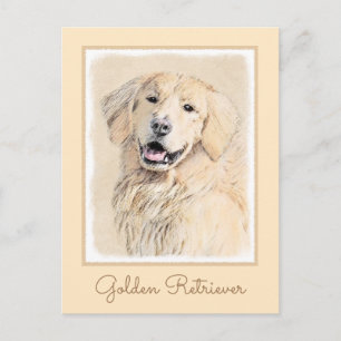 Golden Retriever Painting - Cute Original Dog Art Postcard