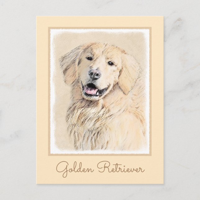 Golden Retriever Painting - Cute Original Dog Art Postcard (Front)
