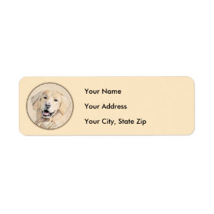 Golden Retriever Painting - Cute Original Dog Art Return Address Label