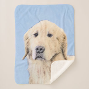 Golden Retriever Painting - Cute Original Dog Art Sherpa Blanket